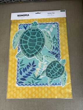 SONOMA, Sea Turtle, Yellow & Teal, Garden Flag